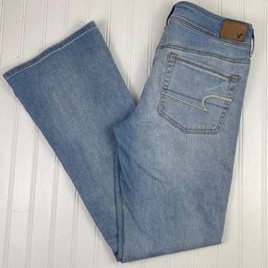 American Eagle light wash kick boot size 10